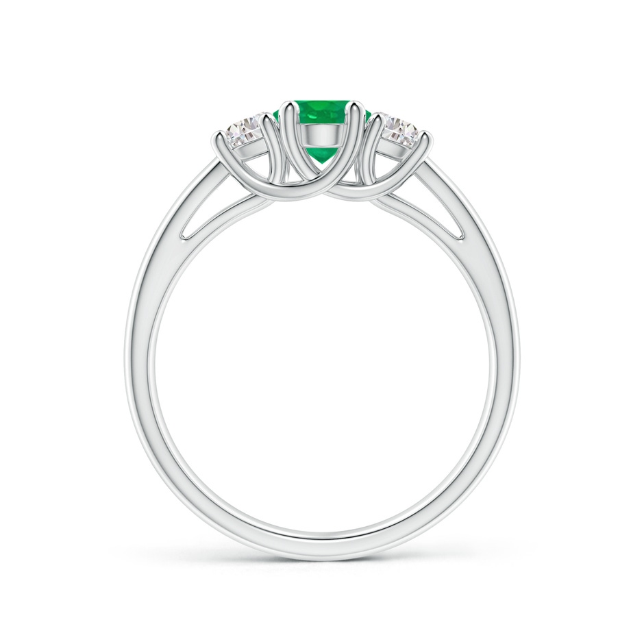 7x5mm AA Three Stone Oval Emerald and Half Moon Diamond Ring in White Gold side 199