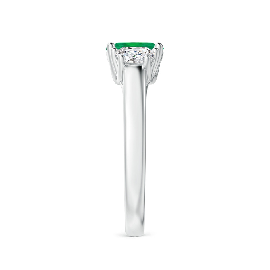 7x5mm AA Three Stone Oval Emerald and Half Moon Diamond Ring in White Gold side 299
