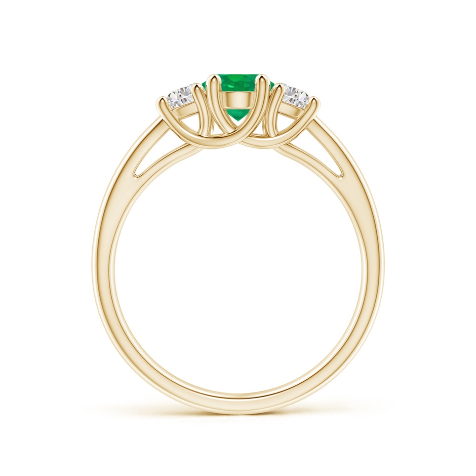 7x5mm AA Three Stone Oval Emerald and Half Moon Diamond Ring in Yellow Gold side 199