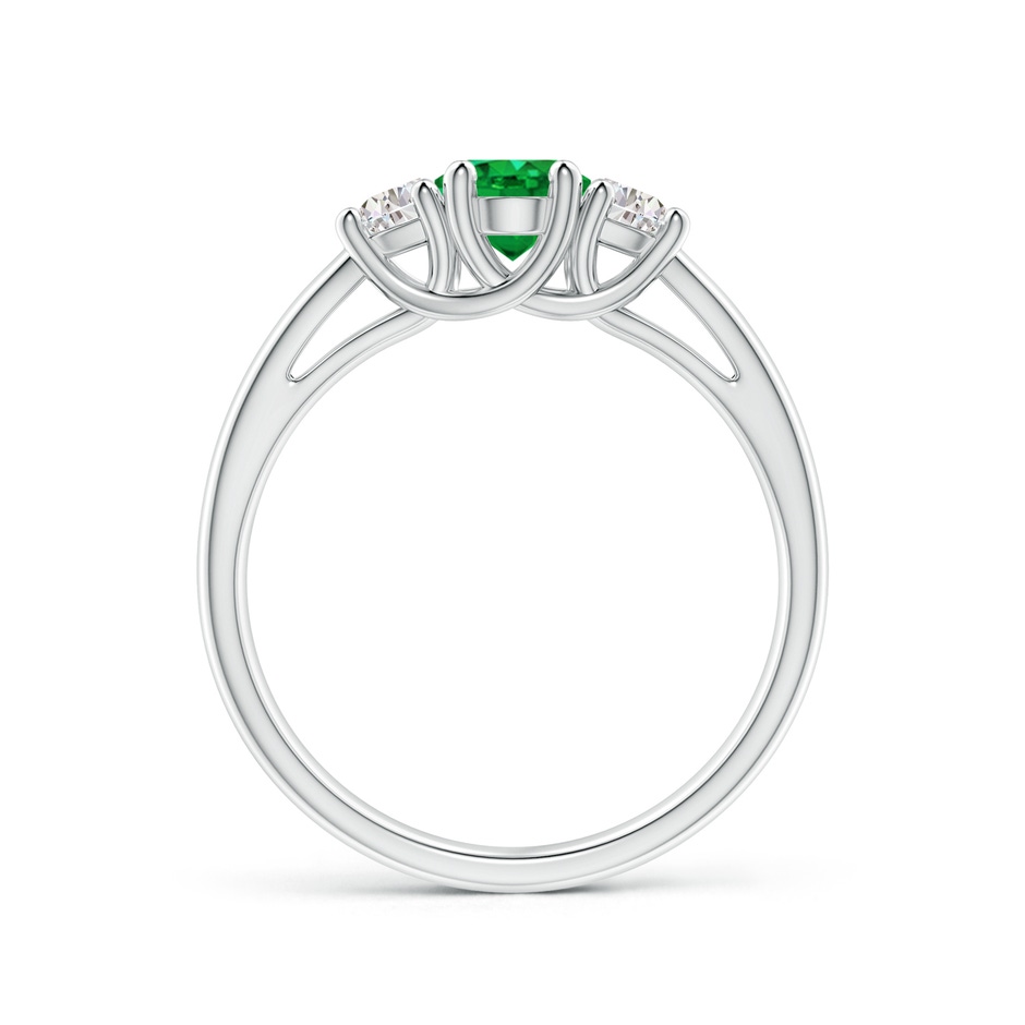7x5mm AAA Three Stone Oval Emerald and Half Moon Diamond Ring in White Gold side 199