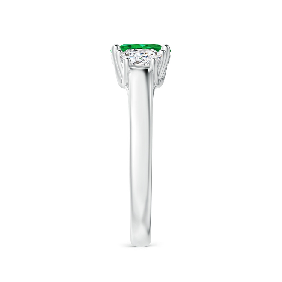 7x5mm AAA Three Stone Oval Emerald and Half Moon Diamond Ring in White Gold side 299