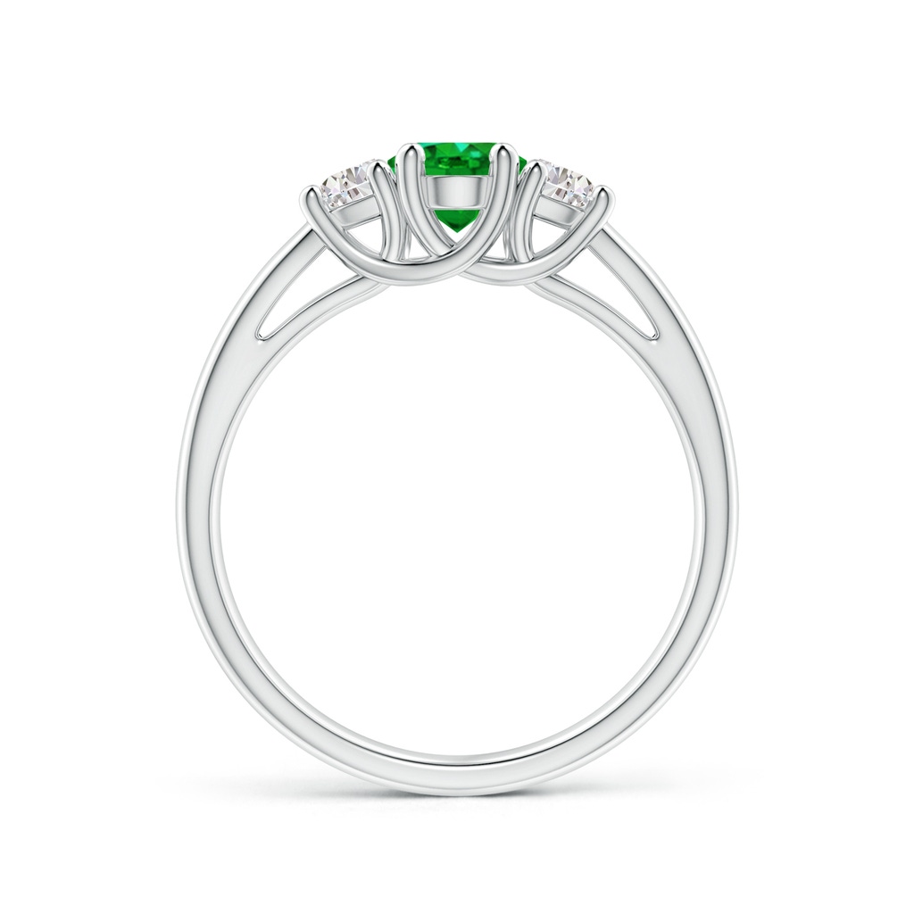 7x5mm AAAA Three Stone Oval Emerald and Half Moon Diamond Ring in P950 Platinum - side 199