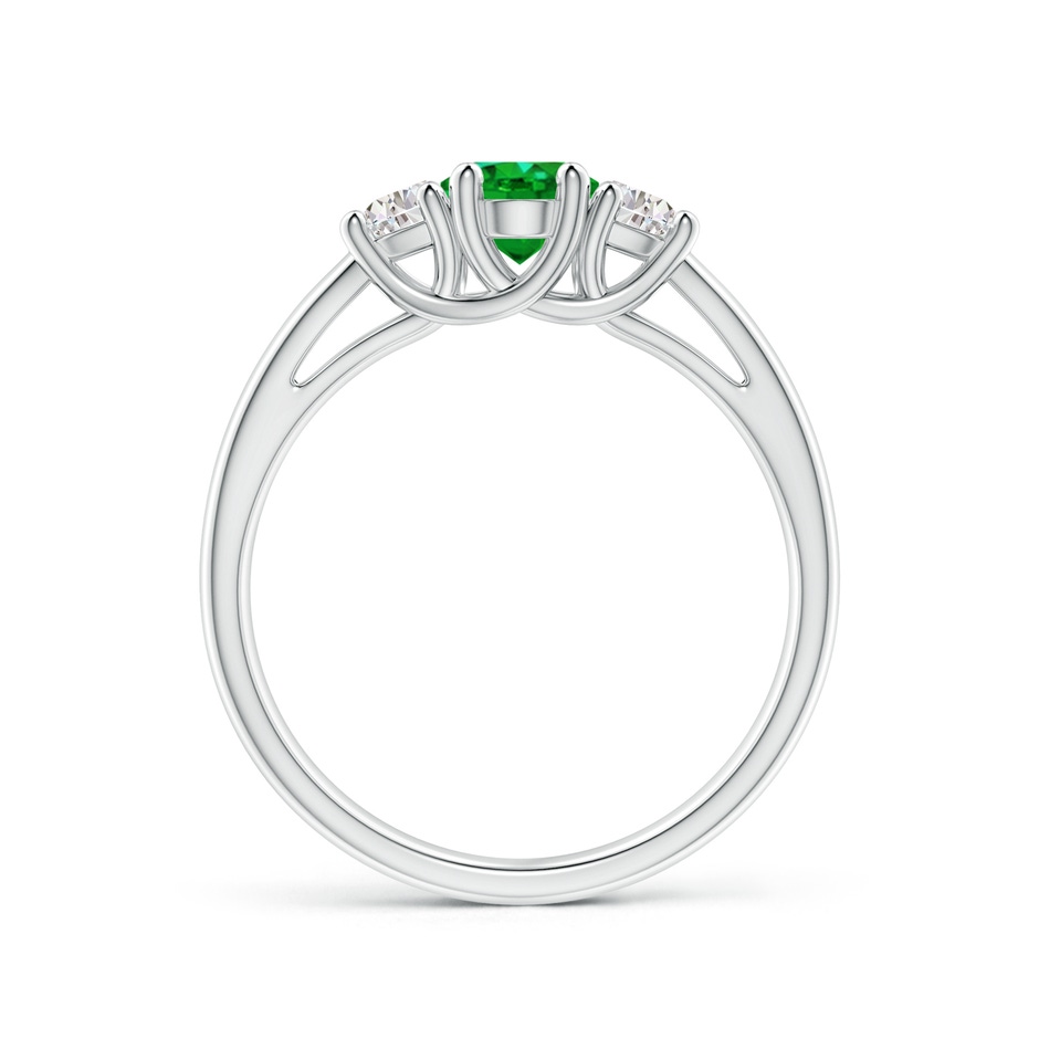 7x5mm AAAA Three Stone Oval Emerald and Half Moon Diamond Ring in White Gold side 199