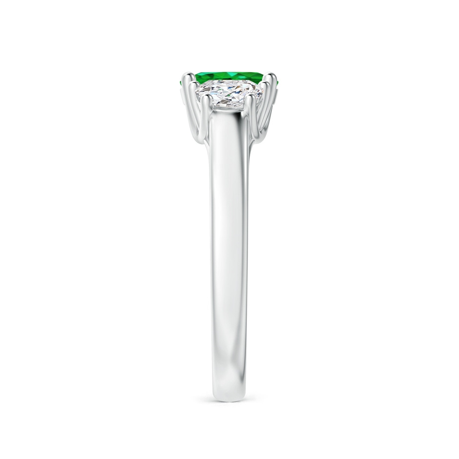 7x5mm AAAA Three Stone Oval Emerald and Half Moon Diamond Ring in White Gold side 299