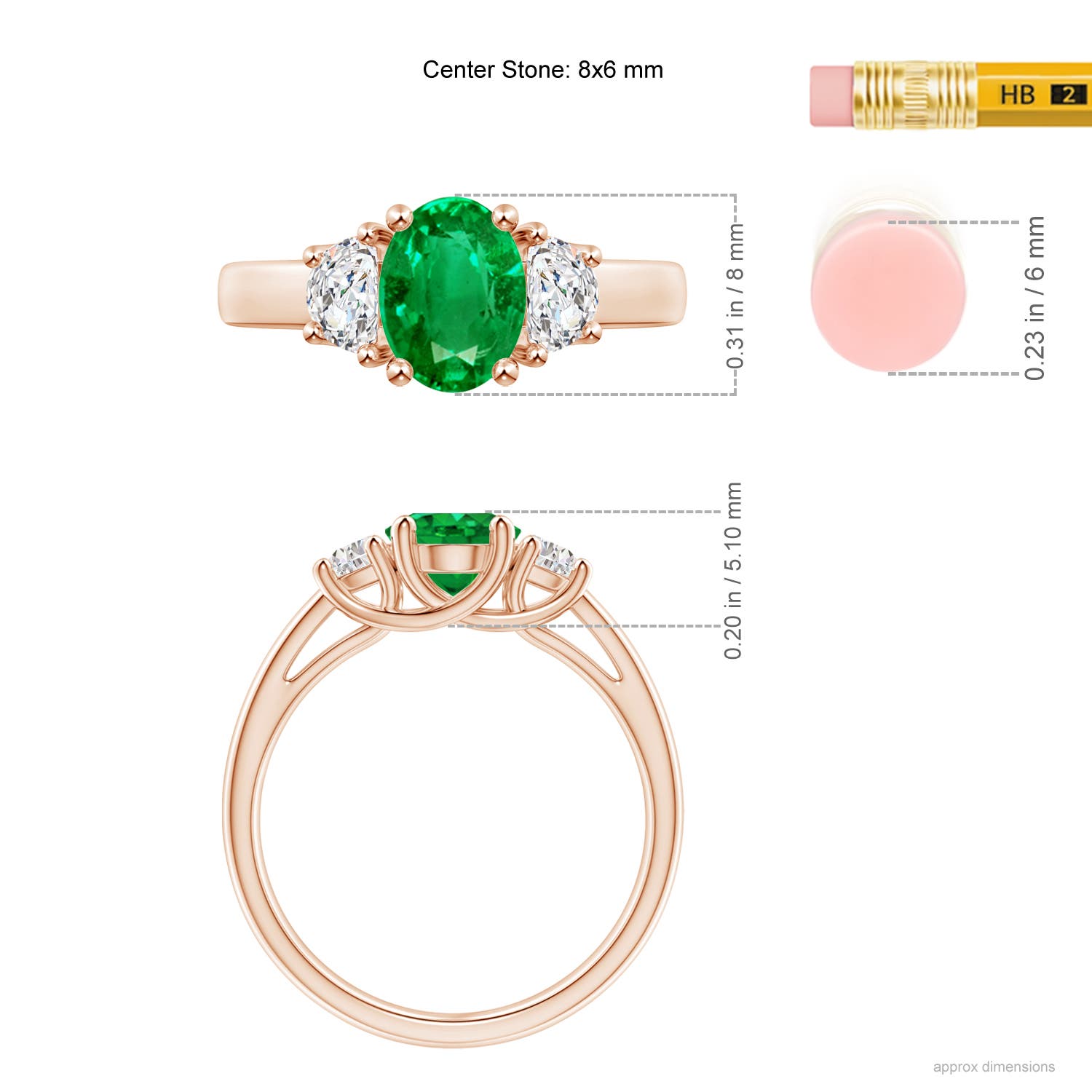 AAA - Emerald / 1.56 CT / 14 KT Rose Gold