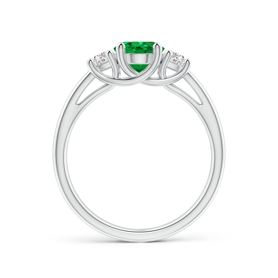 8x6mm AAA Three Stone Oval Emerald and Half Moon Diamond Ring in White Gold side 199