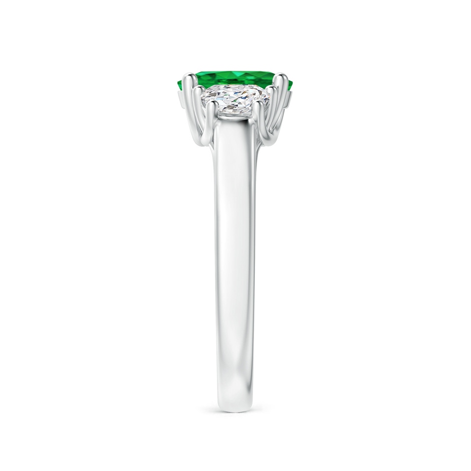8x6mm AAA Three Stone Oval Emerald and Half Moon Diamond Ring in White Gold side 299