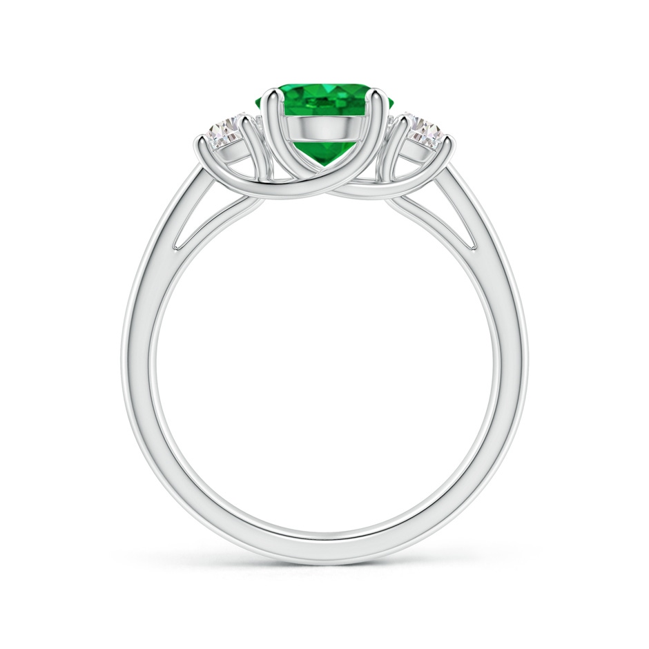 9x7mm AAA Three Stone Oval Emerald and Half Moon Diamond Ring in White Gold side 199
