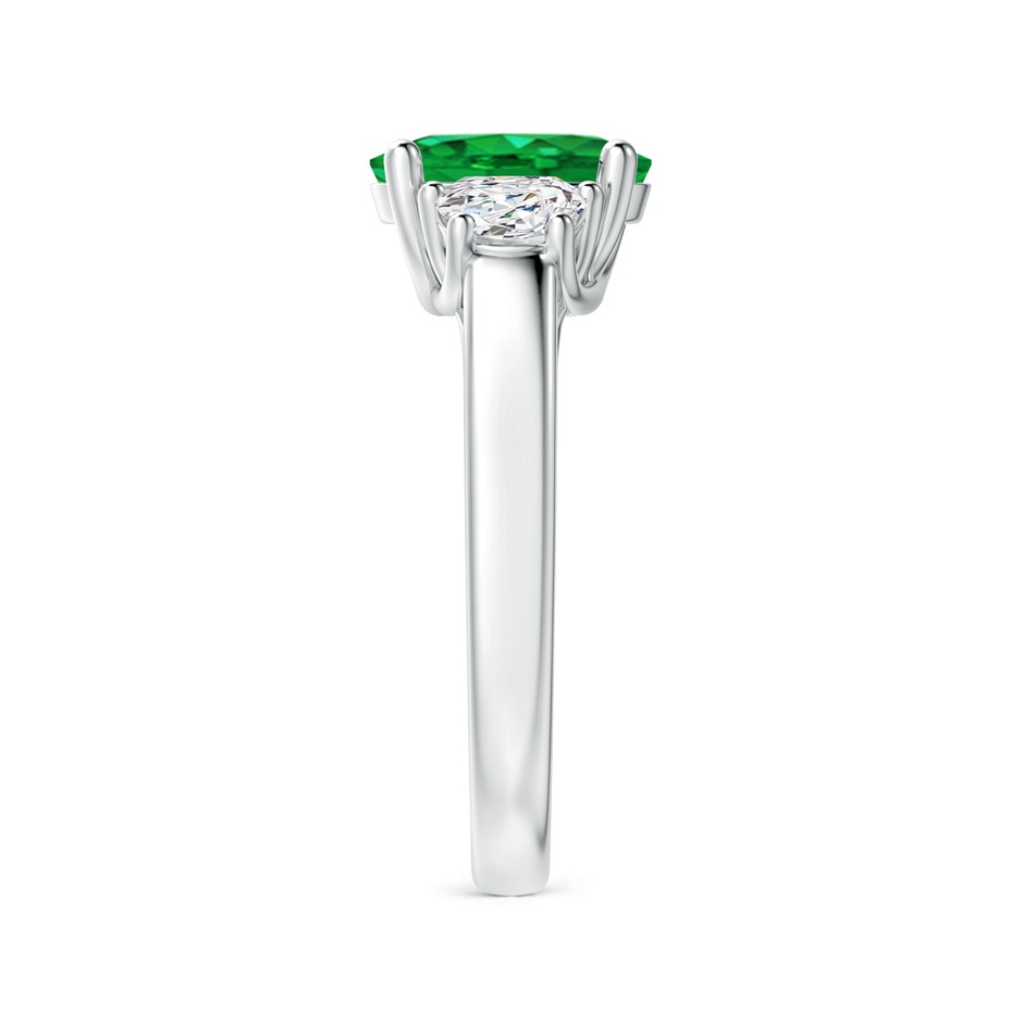 9x7mm AAA Three Stone Oval Emerald and Half Moon Diamond Ring in White Gold side 299