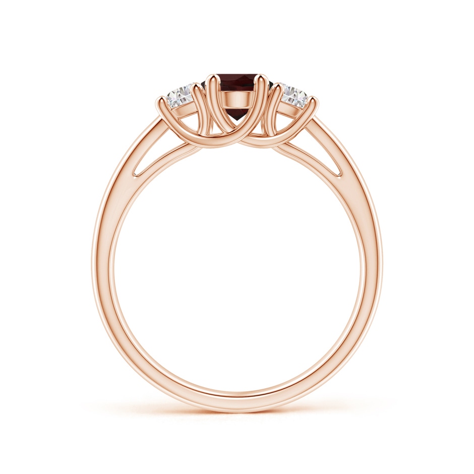 7x5mm A Three Stone Oval Garnet and Half Moon Diamond Ring in Rose Gold side-1