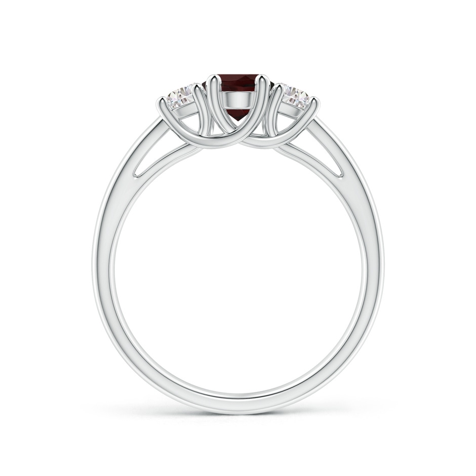 7x5mm A Three Stone Oval Garnet and Half Moon Diamond Ring in White Gold side-1