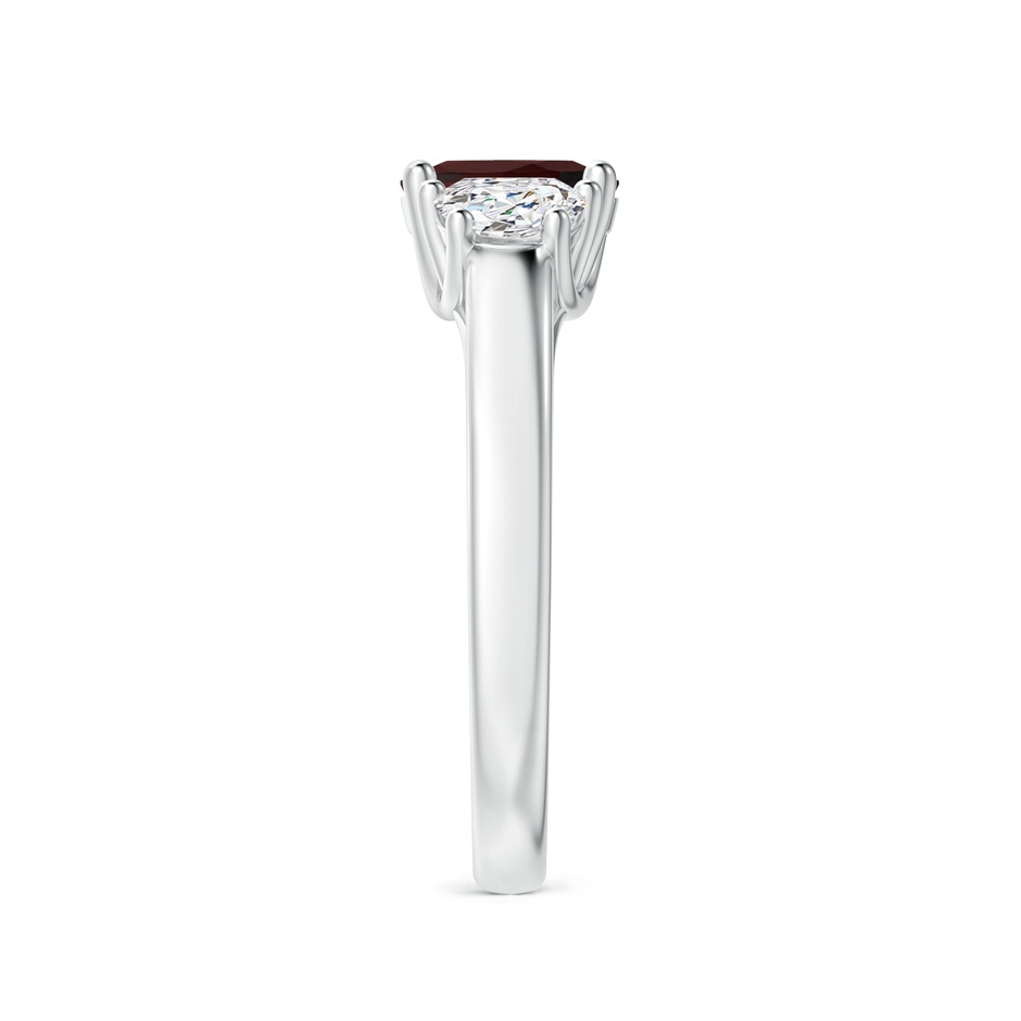 7x5mm A Three Stone Oval Garnet and Half Moon Diamond Ring in White Gold side-2