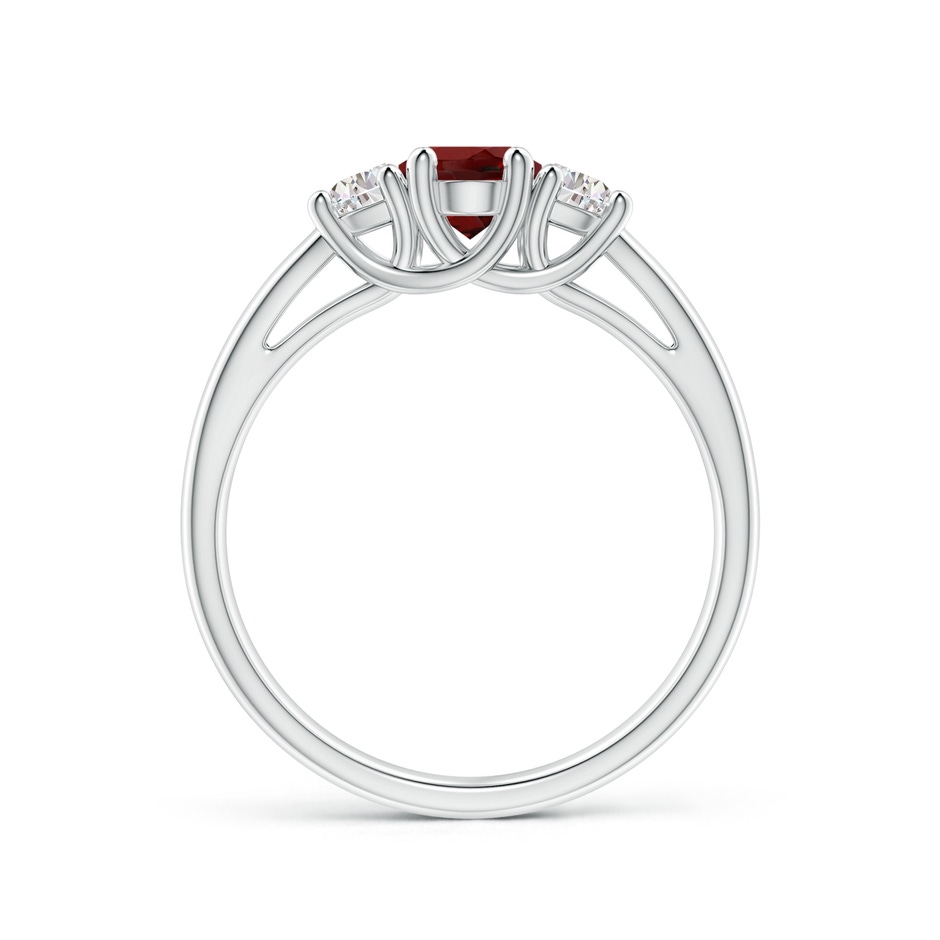 7x5mm AAAA Three Stone Oval Garnet and Half Moon Diamond Ring in P950 Platinum side-1