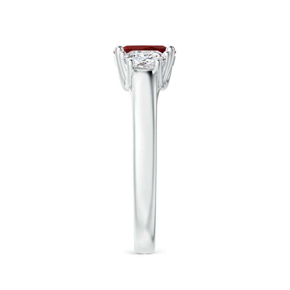 7x5mm AAAA Three Stone Oval Garnet and Half Moon Diamond Ring in P950 Platinum side-2