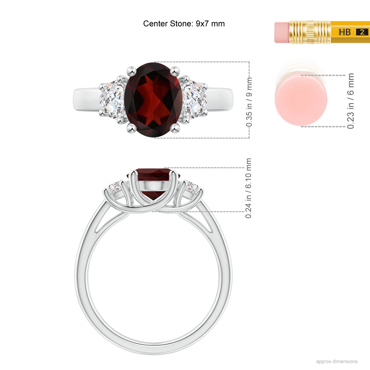 AA - Garnet / 2.32 CT / 14 KT White Gold