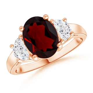 12.1x9.02x4.53mm AAAA GIA Certified Oval Garnet Ring with Half Moon Diamonds in 18K Rose Gold