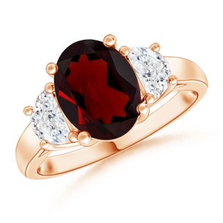 12.1x9.02x4.53mm AAAA GIA Certified Oval Garnet Ring with Half Moon Diamonds in 9K Rose Gold