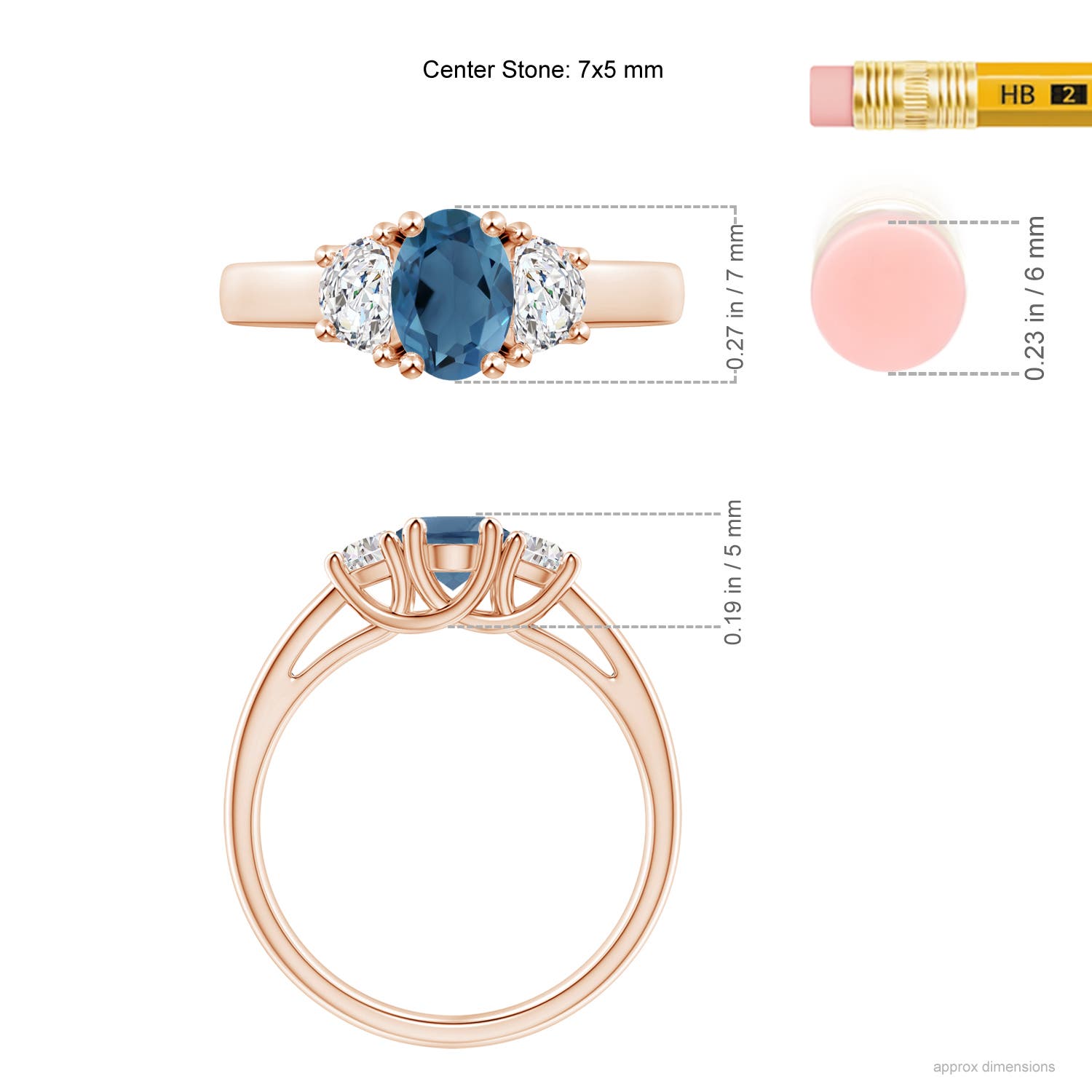 A - London Blue Topaz / 1.27 CT / 14 KT Rose Gold