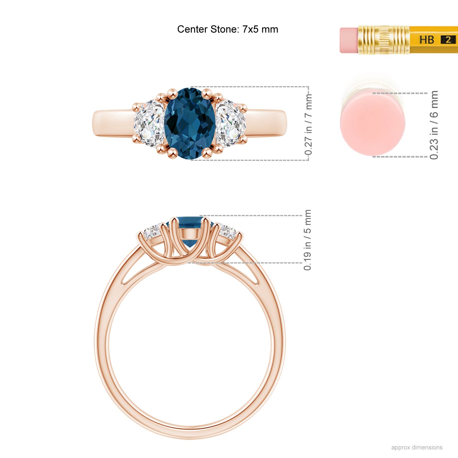 AAA - London Blue Topaz / 1.27 CT / 14 KT Rose Gold