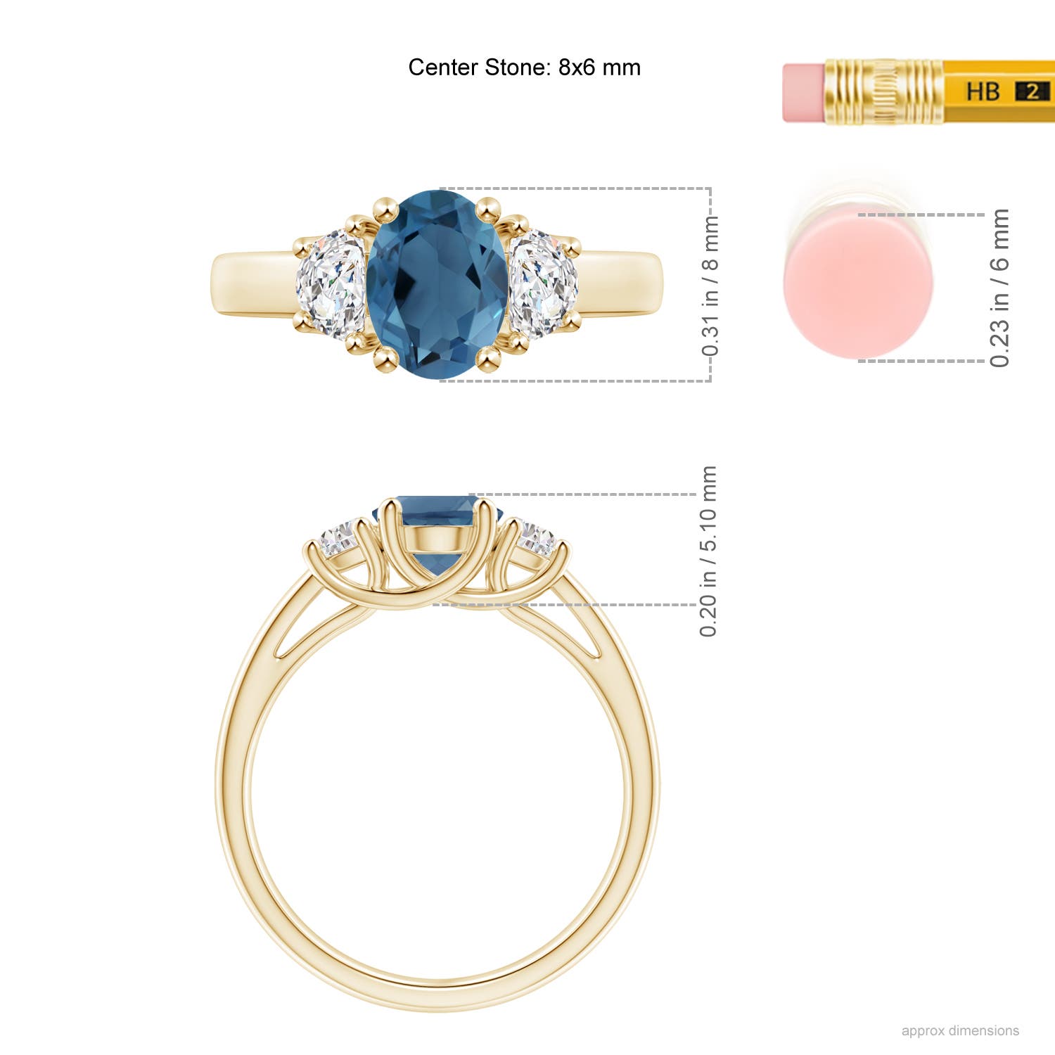 A - London Blue Topaz / 1.82 CT / 14 KT Yellow Gold