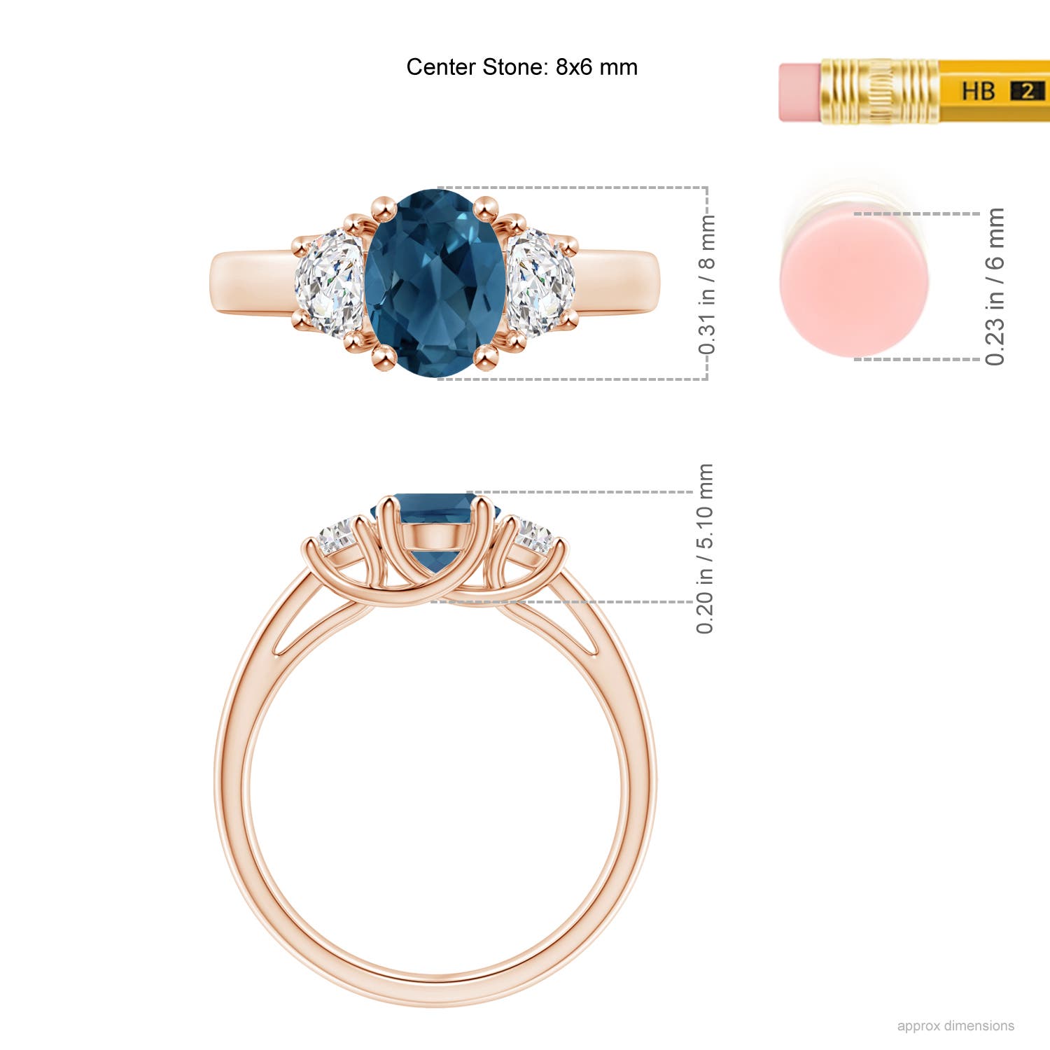 AA - London Blue Topaz / 1.82 CT / 14 KT Rose Gold