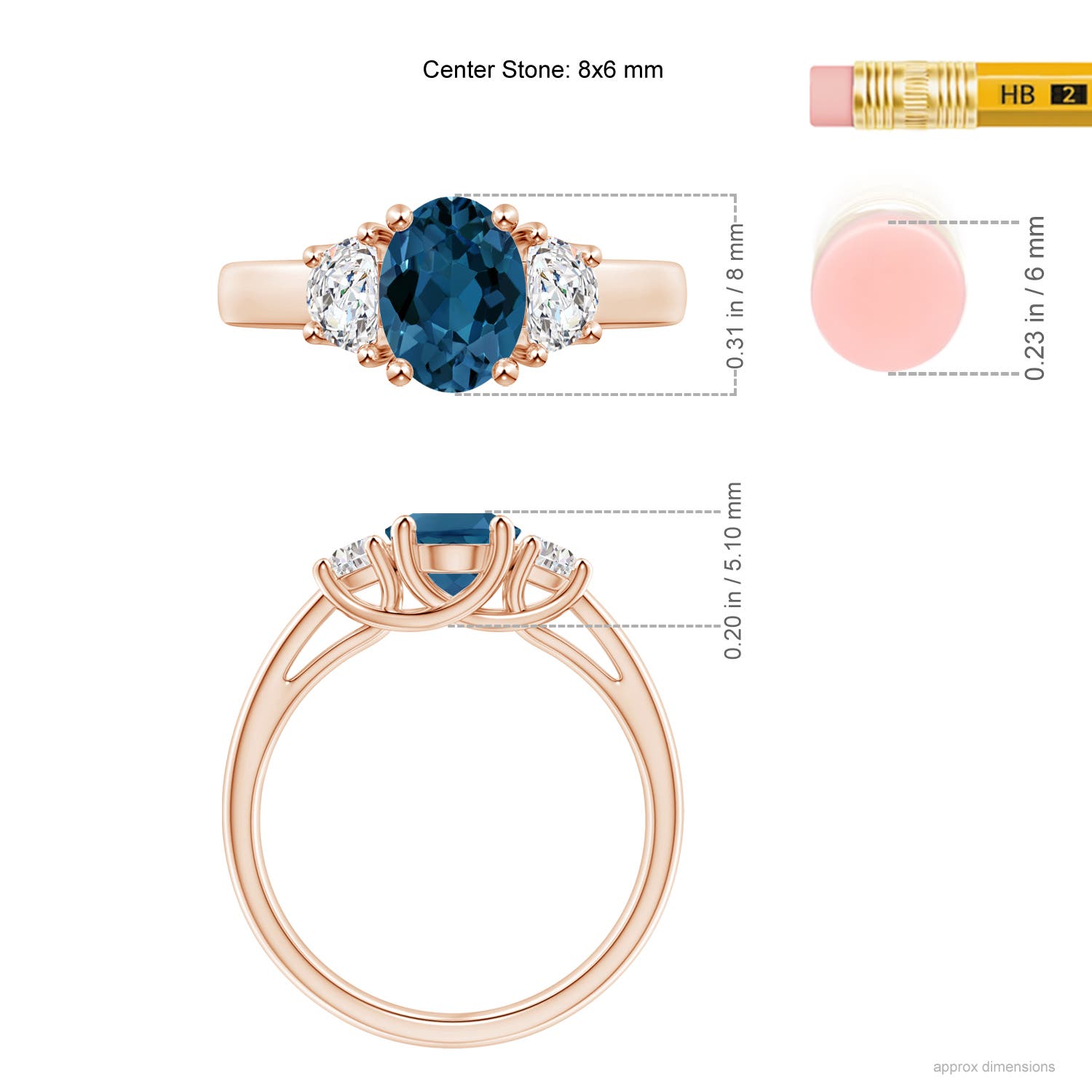 AAA - London Blue Topaz / 1.82 CT / 14 KT Rose Gold