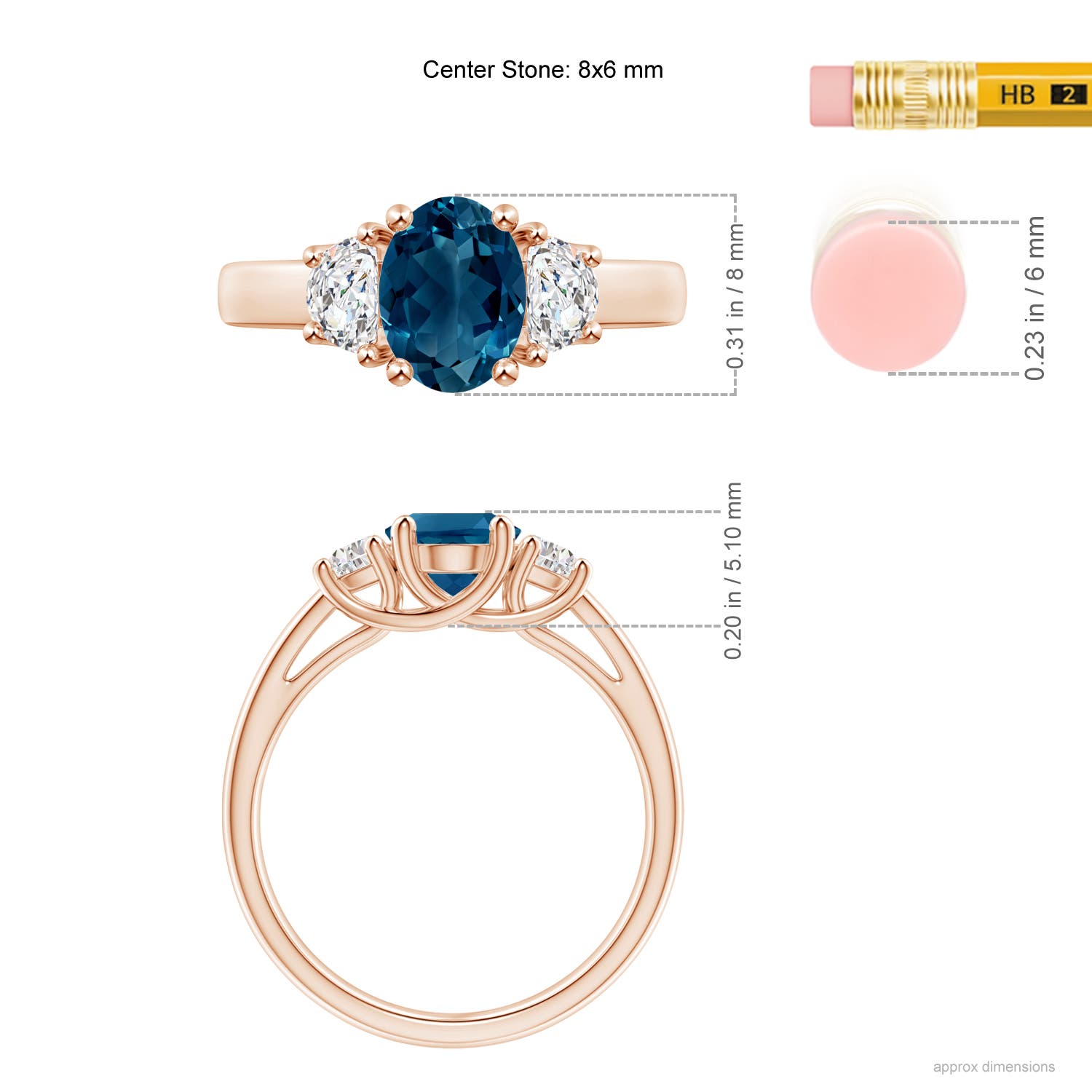 AAAA - London Blue Topaz / 1.82 CT / 14 KT Rose Gold