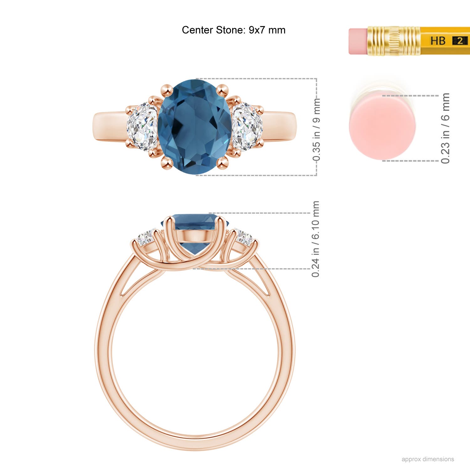 A - London Blue Topaz / 2.57 CT / 14 KT Rose Gold