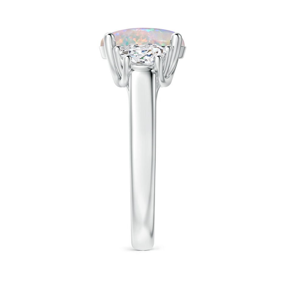 10x8mm AAAA Three Stone Oval Opal and Half Moon Diamond Ring in P950 Platinum side-2