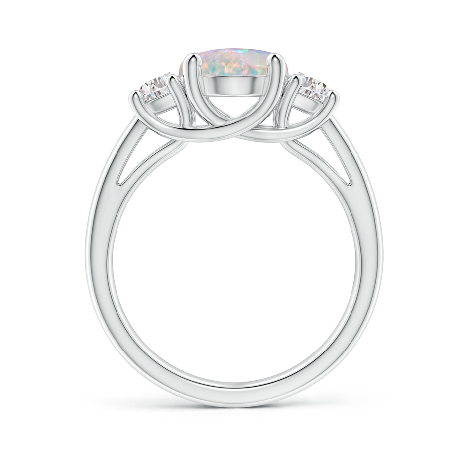 10x8mm AAAA Three Stone Oval Opal and Half Moon Diamond Ring in White Gold side-1