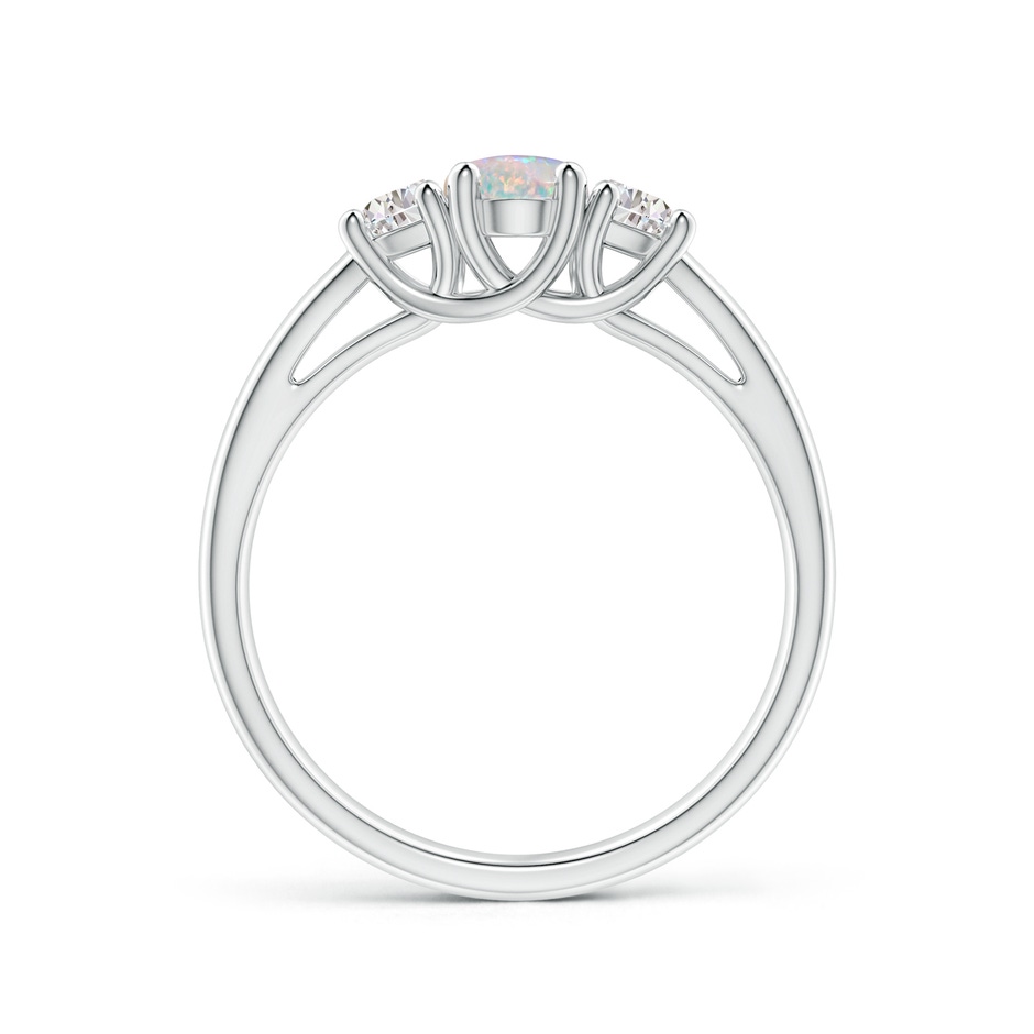 7x5mm AAAA Three Stone Oval Opal and Half Moon Diamond Ring in P950 Platinum side-1