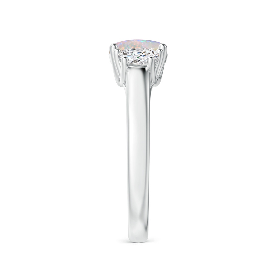 7x5mm AAAA Three Stone Oval Opal and Half Moon Diamond Ring in P950 Platinum side-2