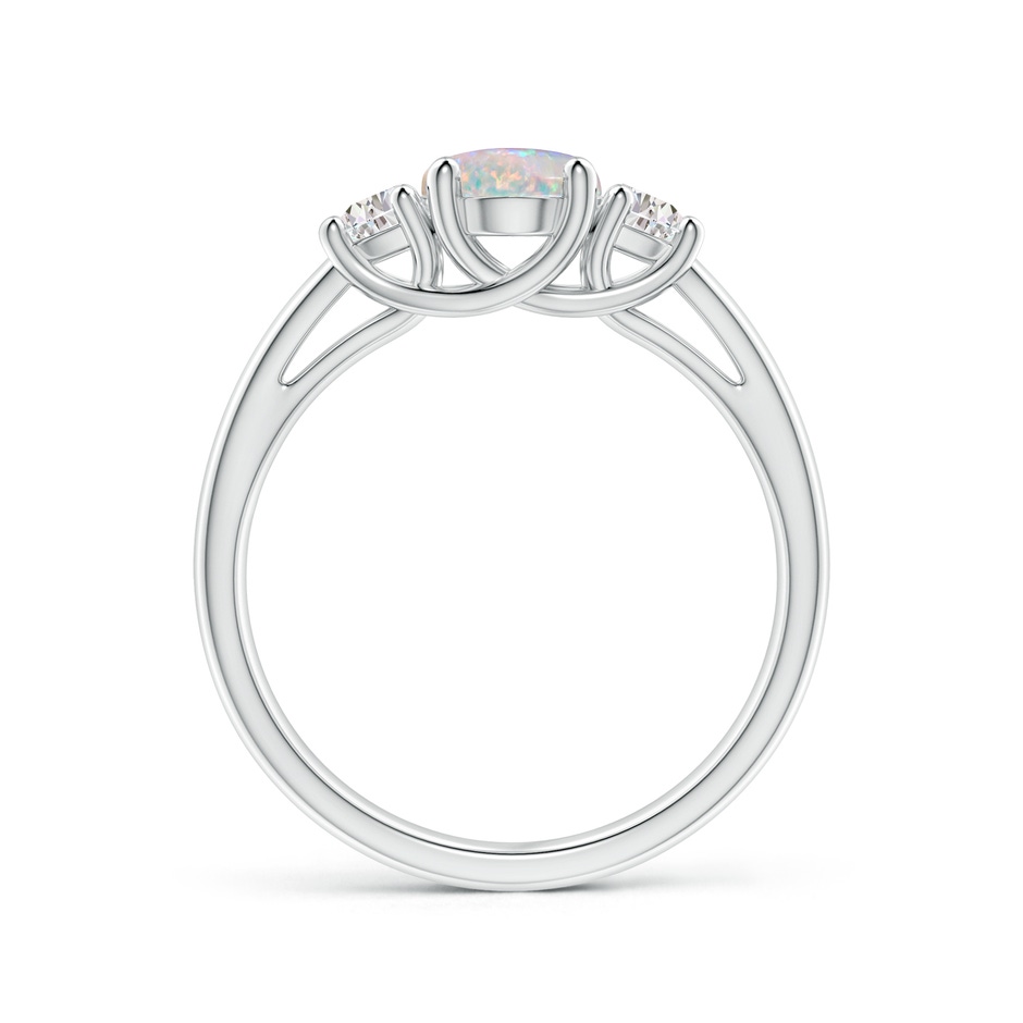 8x6mm AAAA Three Stone Oval Opal and Half Moon Diamond Ring in P950 Platinum side-1