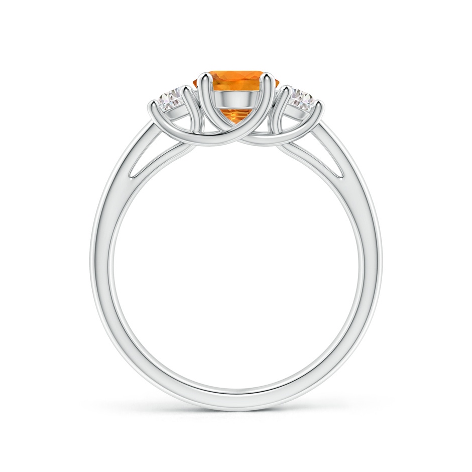 8x6mm AAA Oval Orange Sapphire Ring with Half Moon Diamonds in White Gold side-1