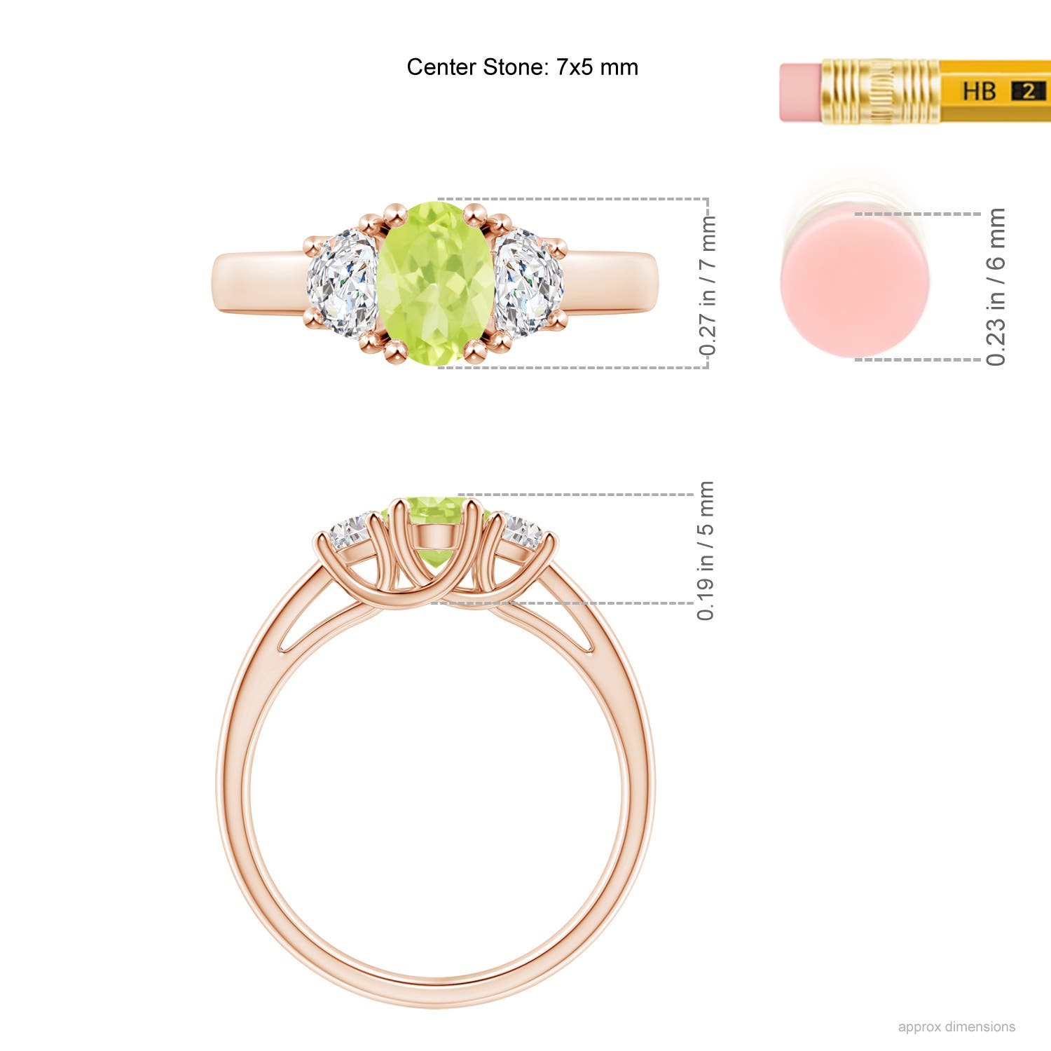 A - Peridot / 1.17 CT / 14 KT Rose Gold