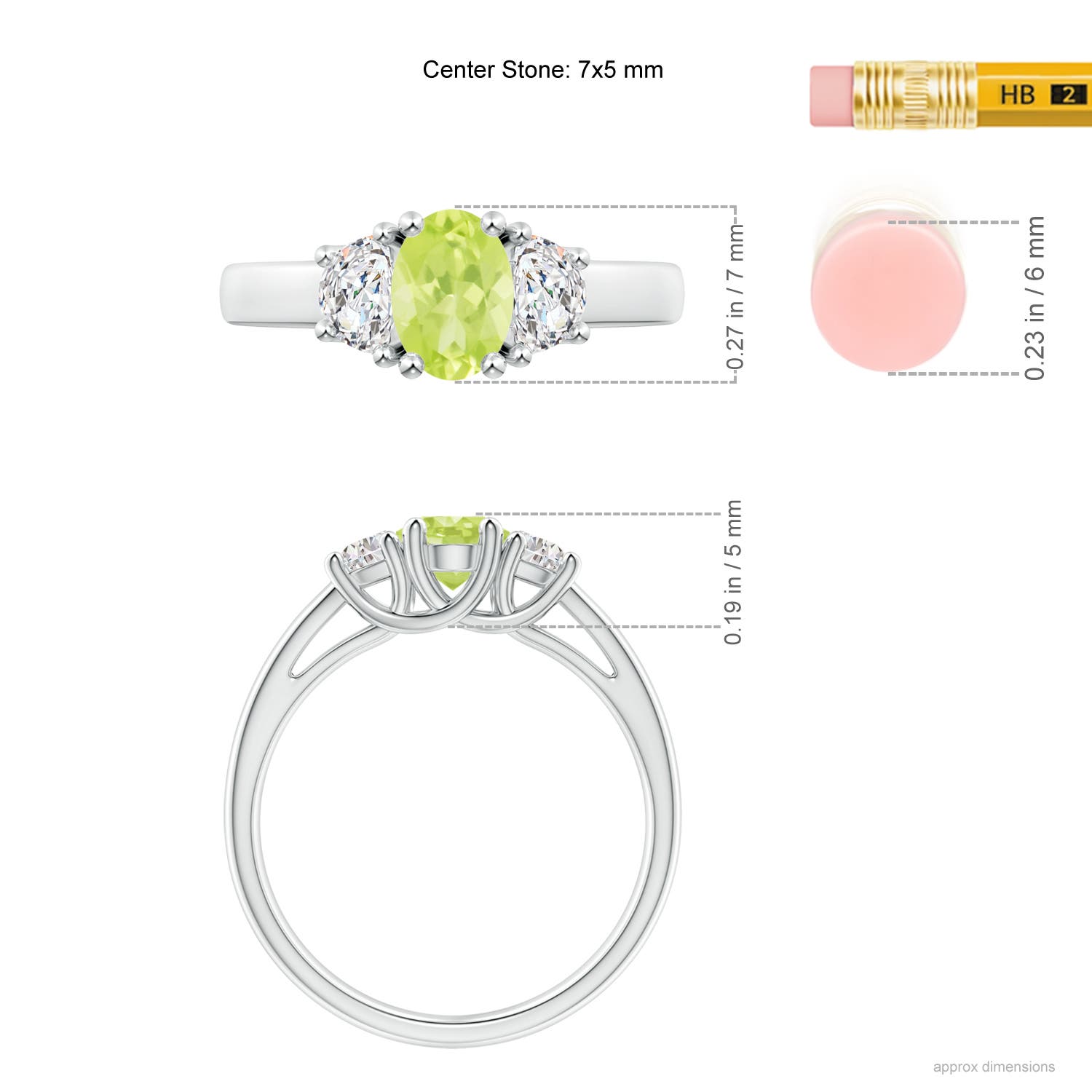 A - Peridot / 1.17 CT / 14 KT White Gold