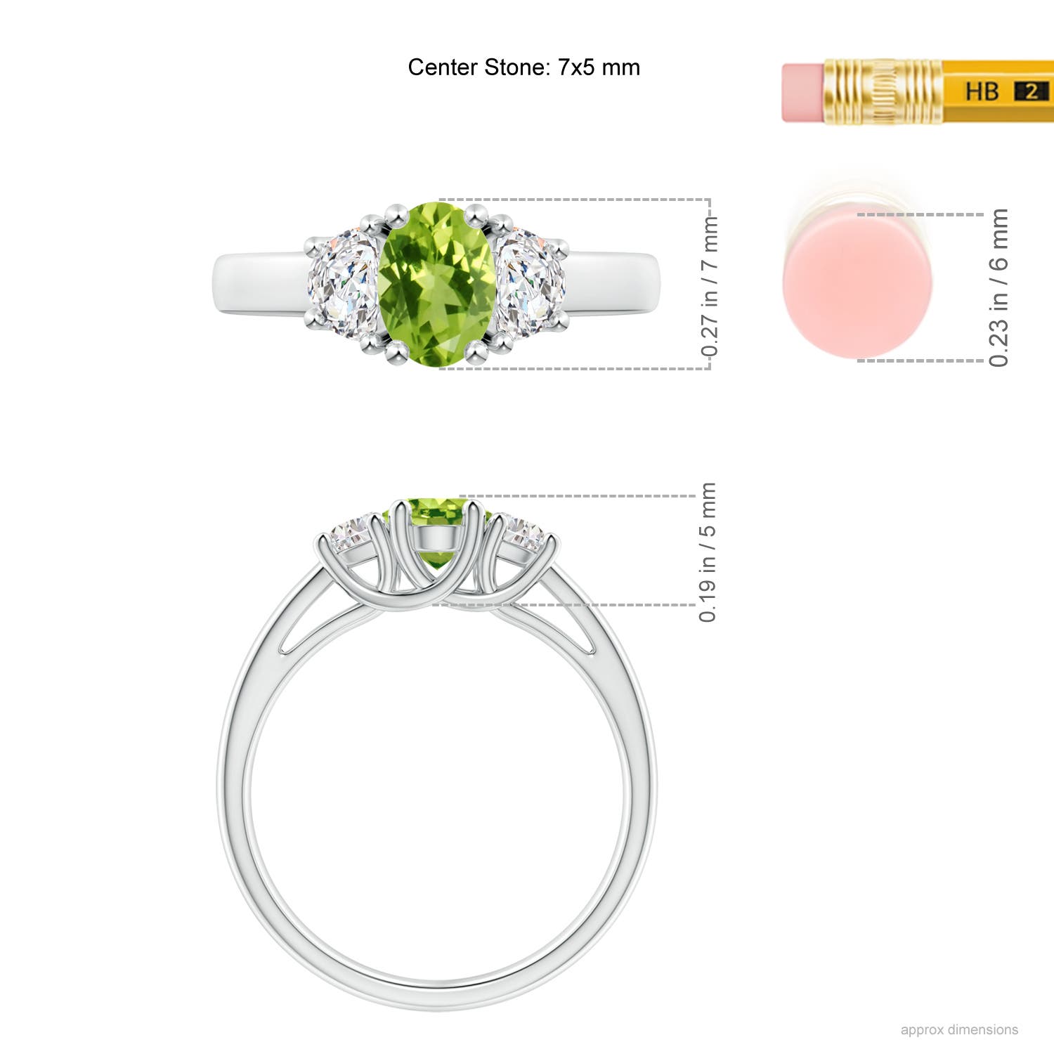 AAA - Peridot / 1.17 CT / 14 KT White Gold