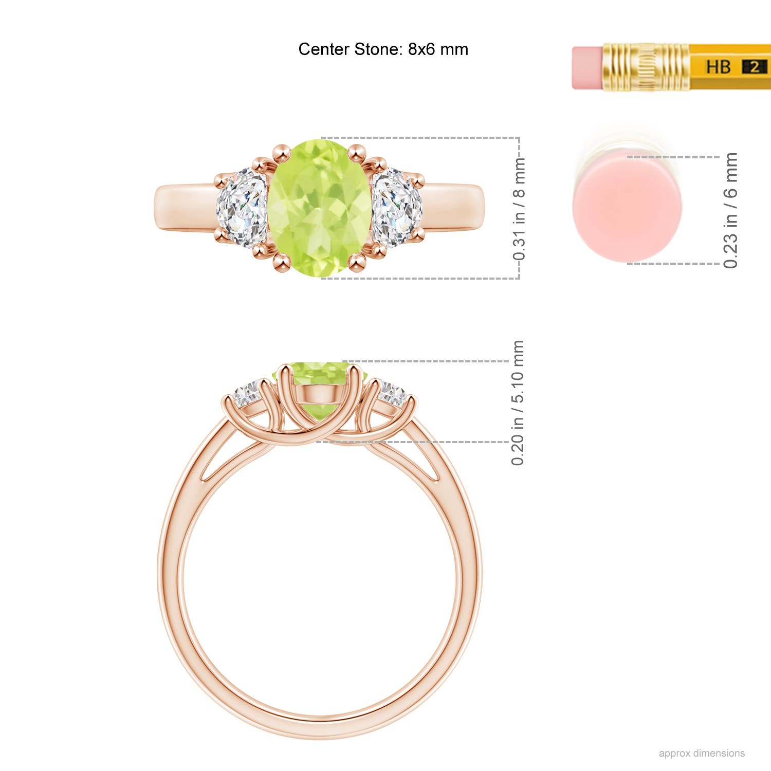 A - Peridot / 1.67 CT / 14 KT Rose Gold