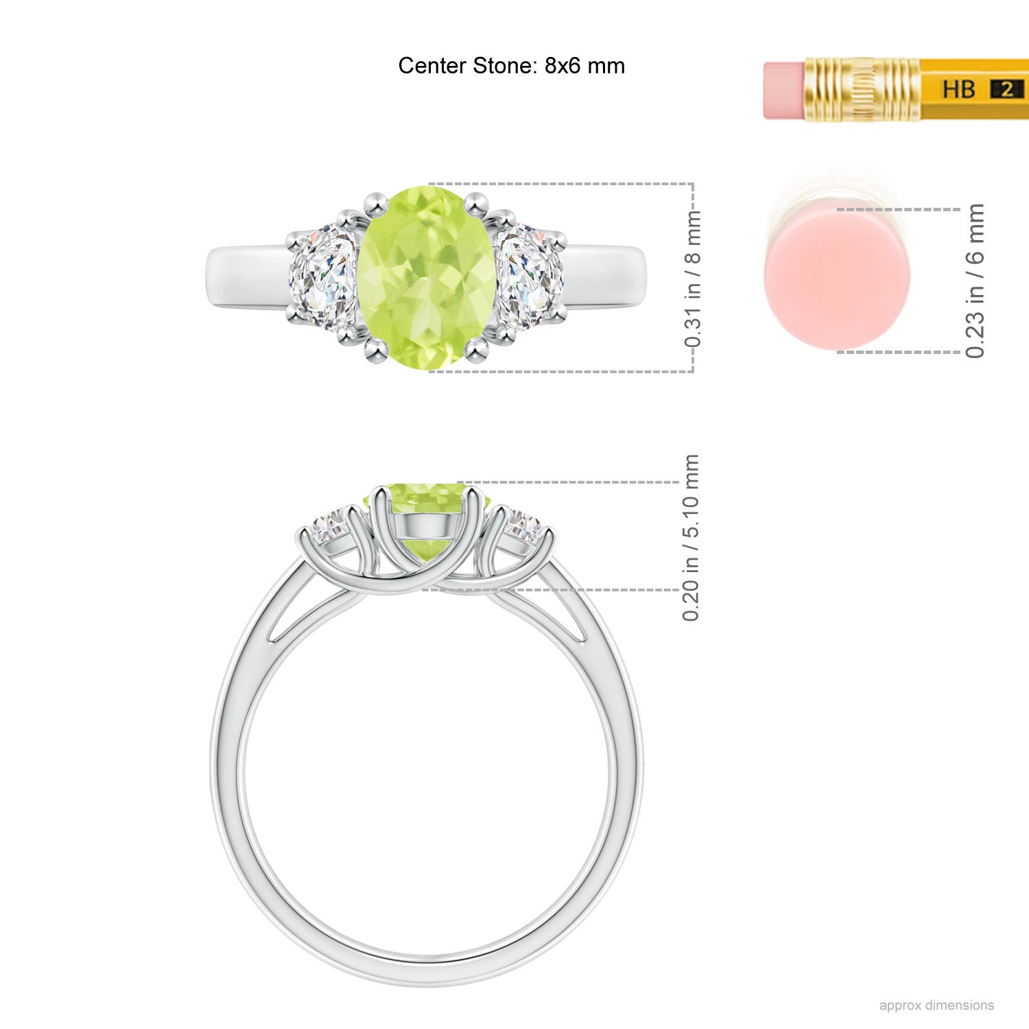 A - Peridot / 1.67 CT / 14 KT White Gold