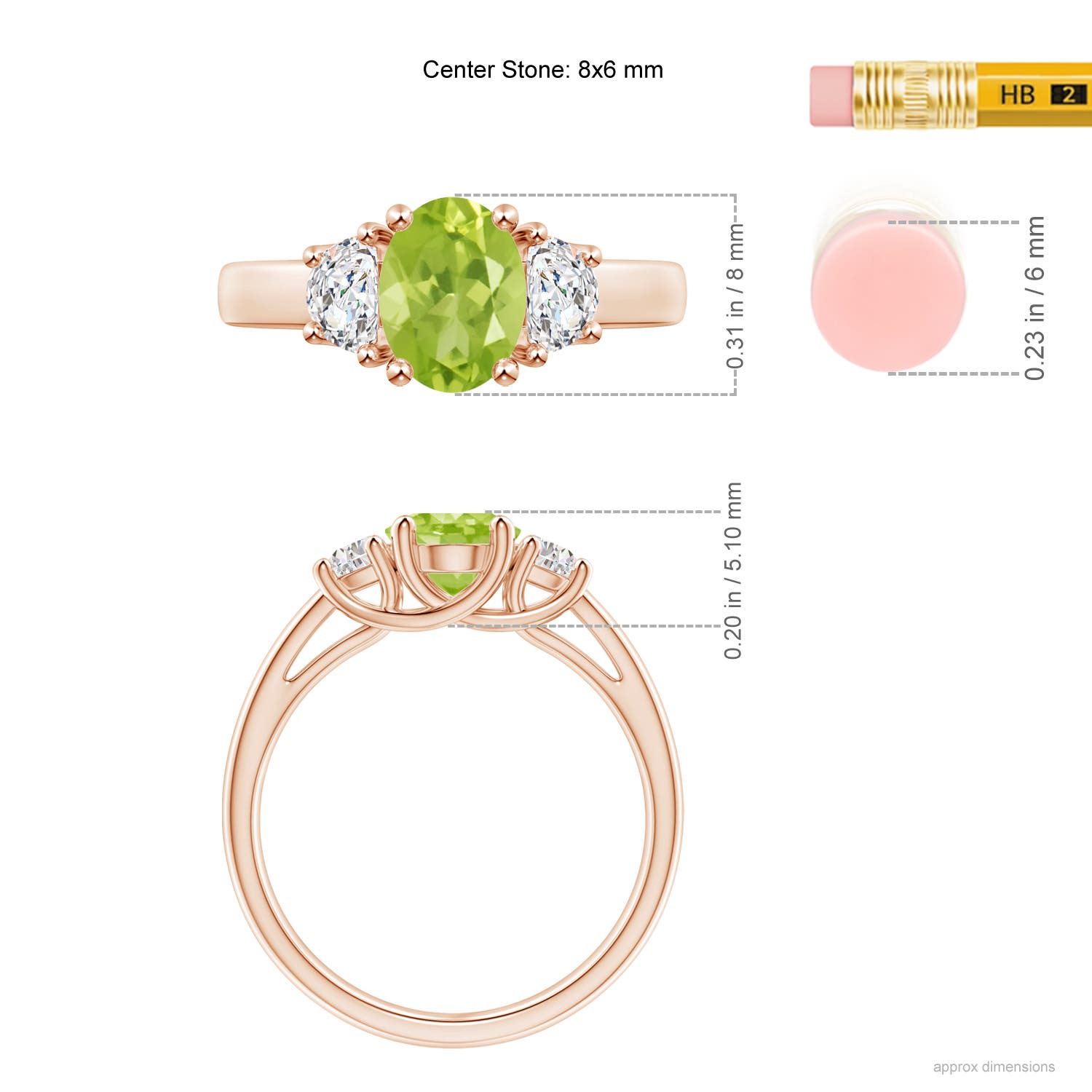 AA - Peridot / 1.67 CT / 14 KT Rose Gold