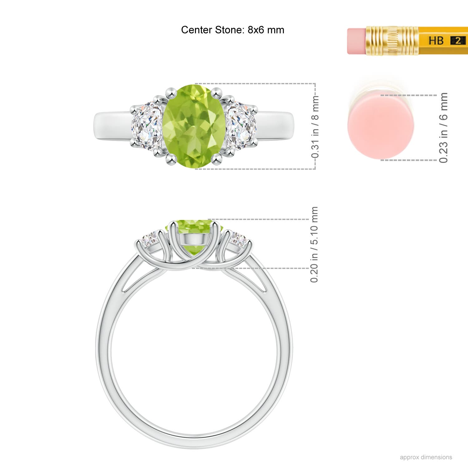 AA - Peridot / 1.67 CT / 14 KT White Gold