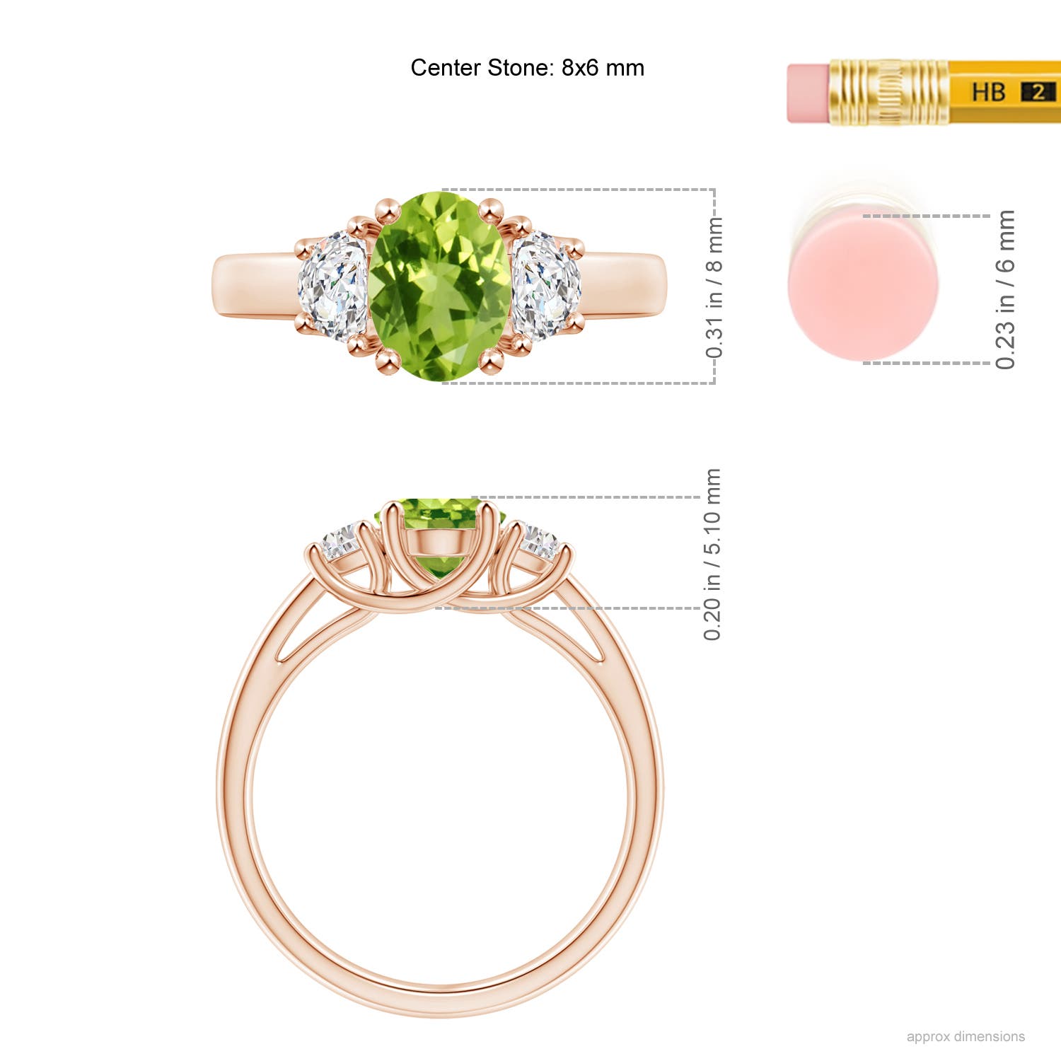 AAA - Peridot / 1.67 CT / 14 KT Rose Gold