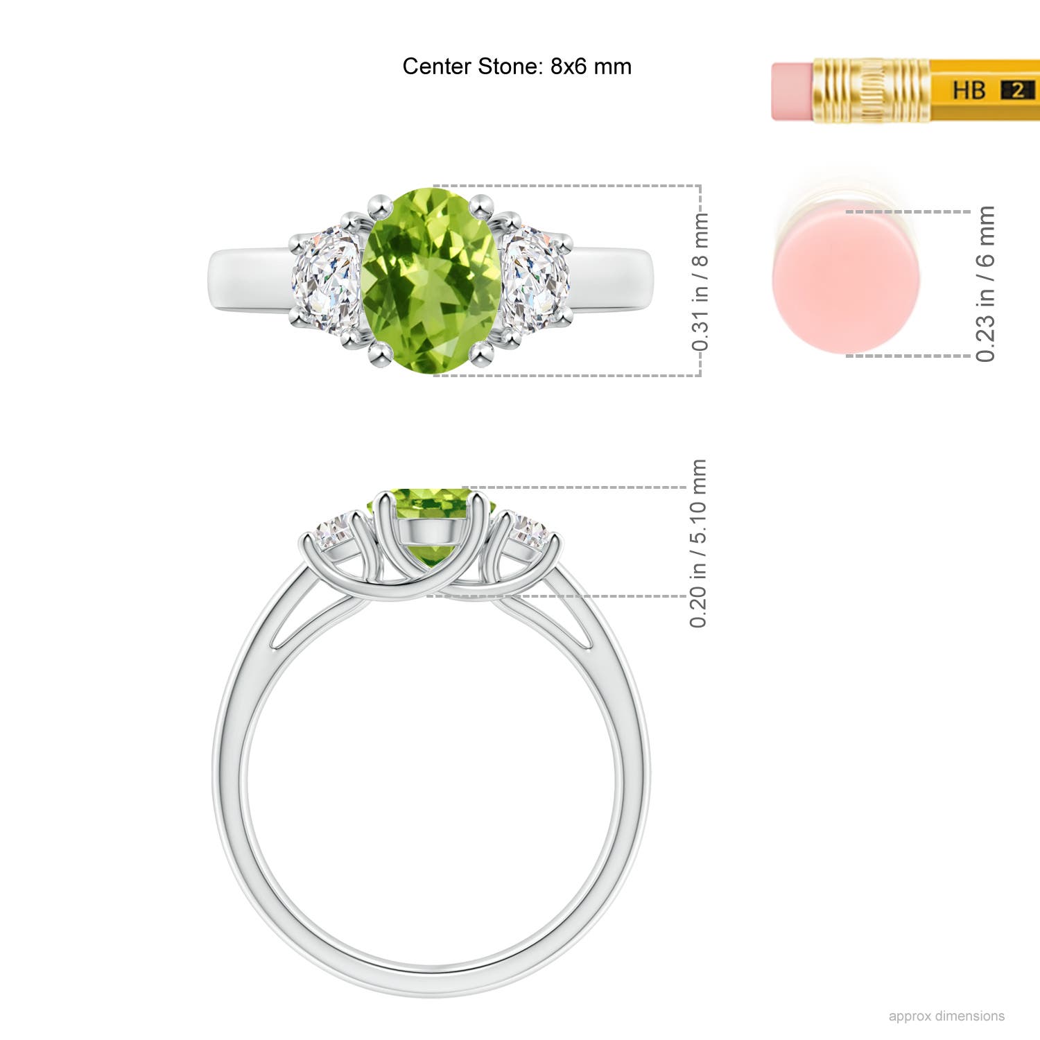 AAA - Peridot / 1.67 CT / 14 KT White Gold