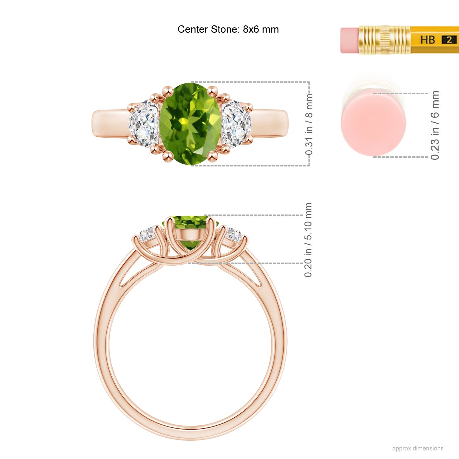 AAAA - Peridot / 1.67 CT / 14 KT Rose Gold