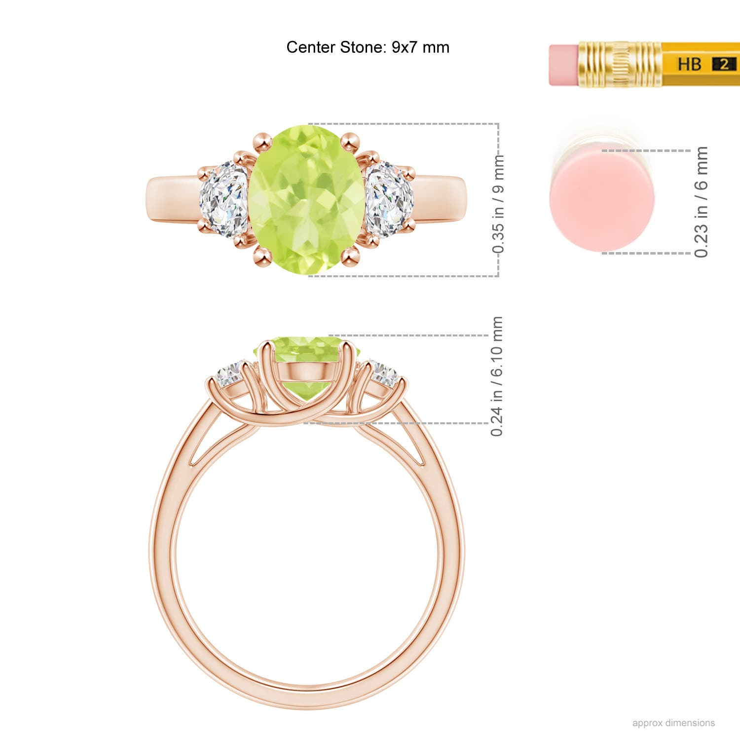 A - Peridot / 2.22 CT / 14 KT Rose Gold