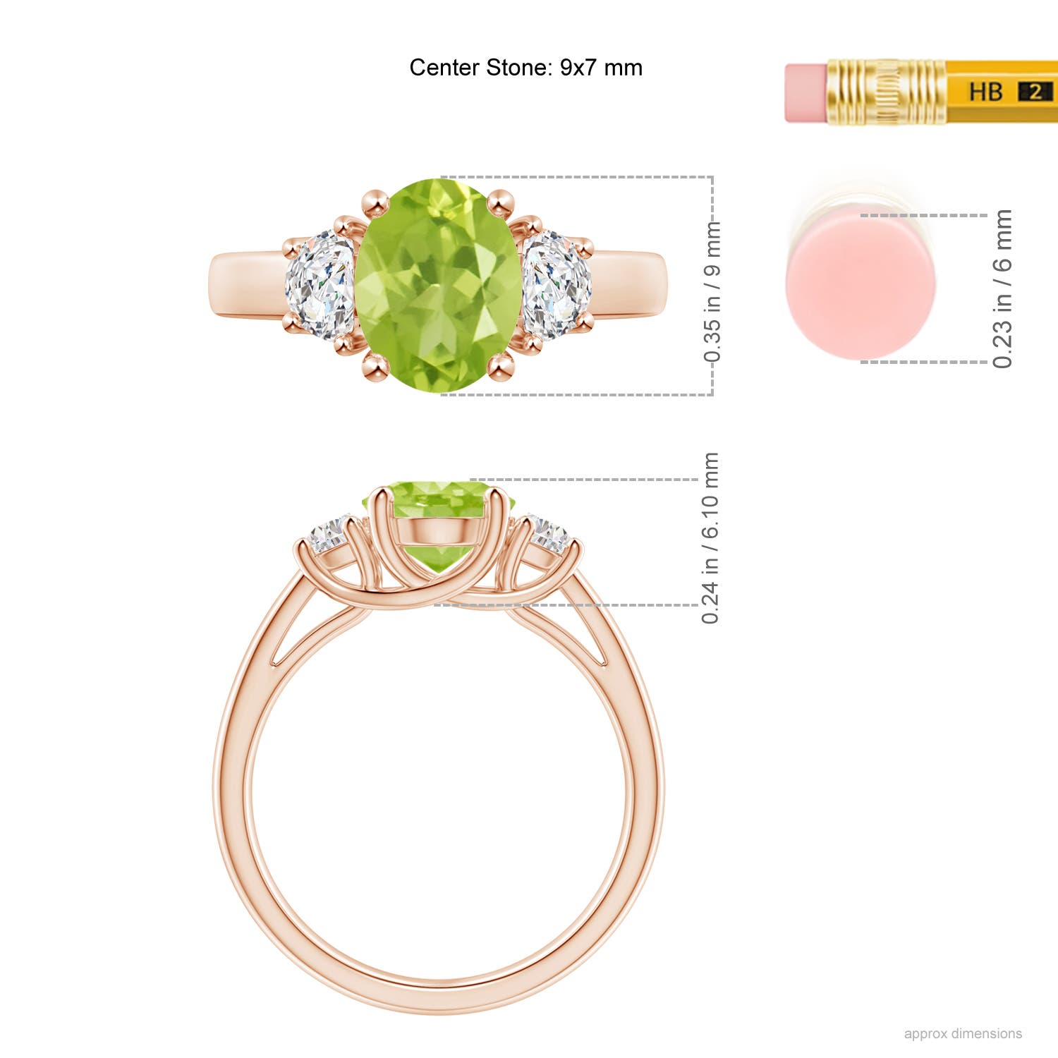 AA - Peridot / 2.22 CT / 14 KT Rose Gold