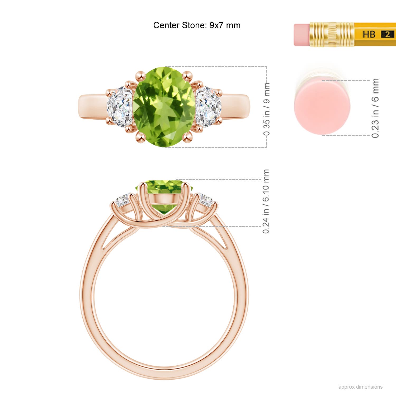 AAA - Peridot / 2.22 CT / 14 KT Rose Gold