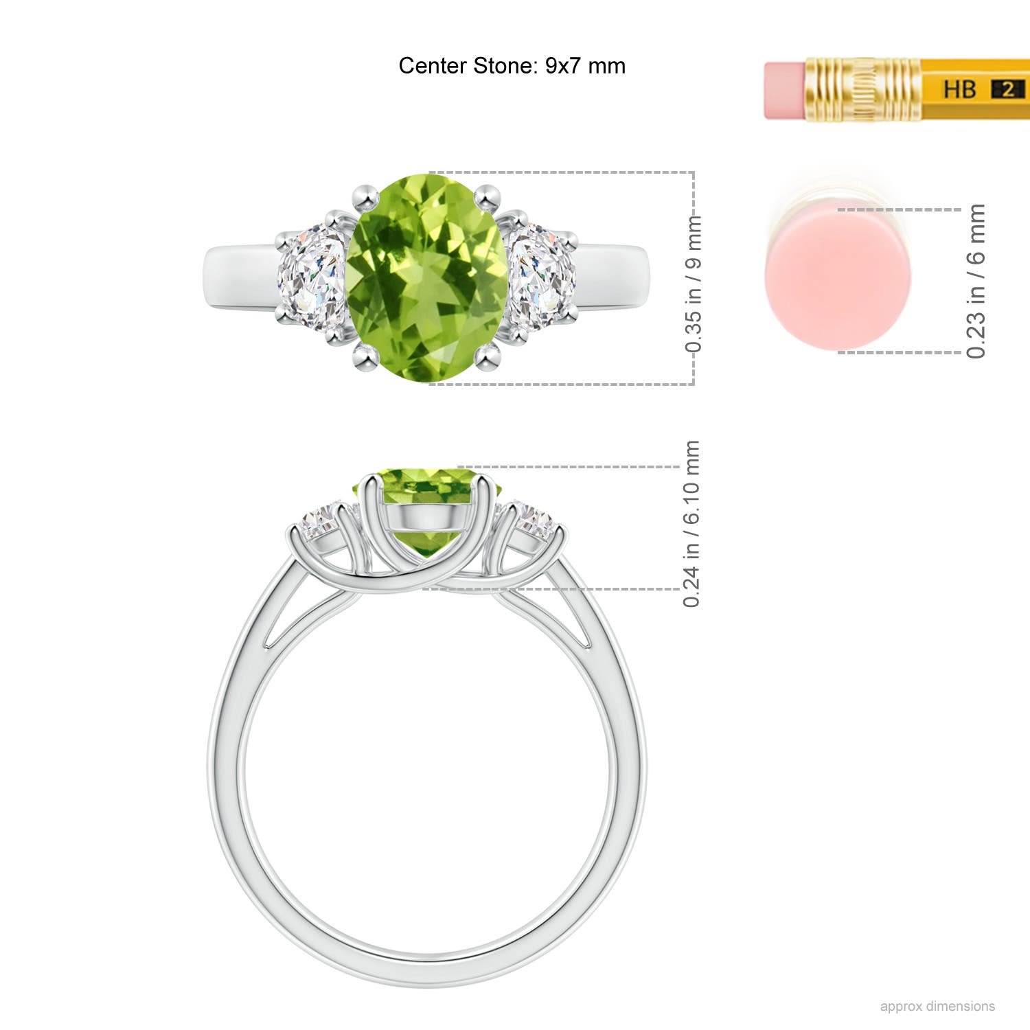 AAA - Peridot / 2.22 CT / 14 KT White Gold