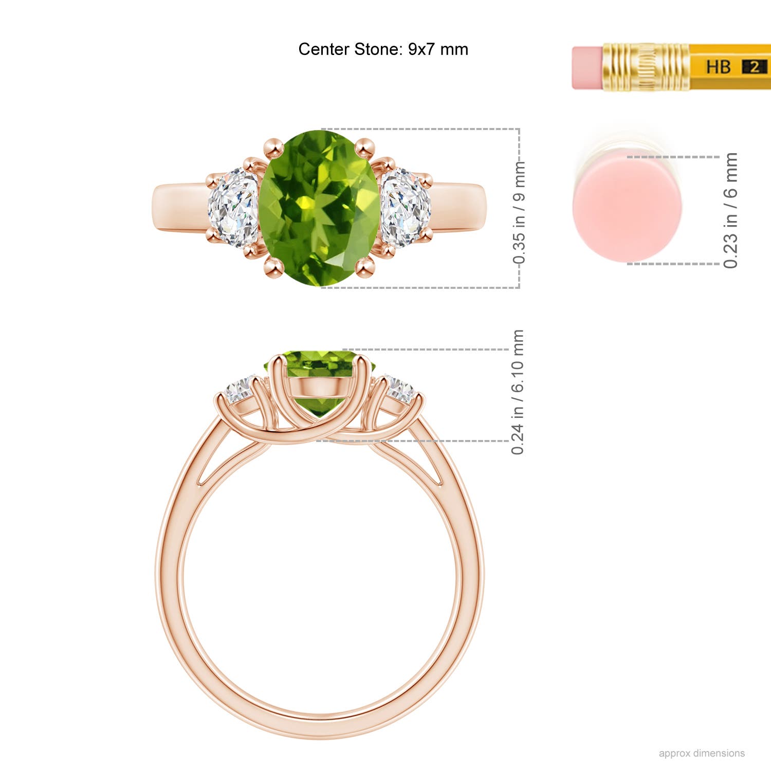 AAAA - Peridot / 2.22 CT / 14 KT Rose Gold