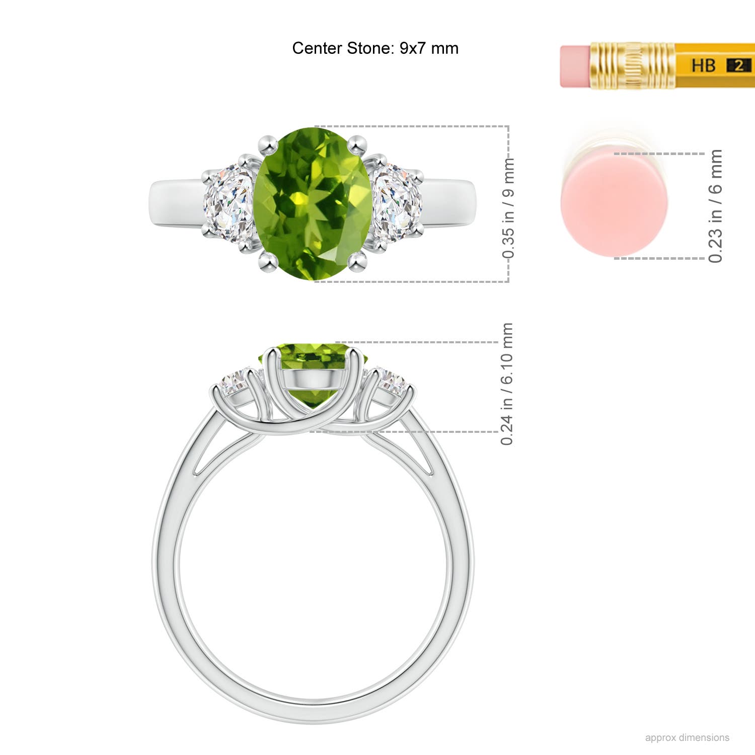 AAAA - Peridot / 2.22 CT / 14 KT White Gold